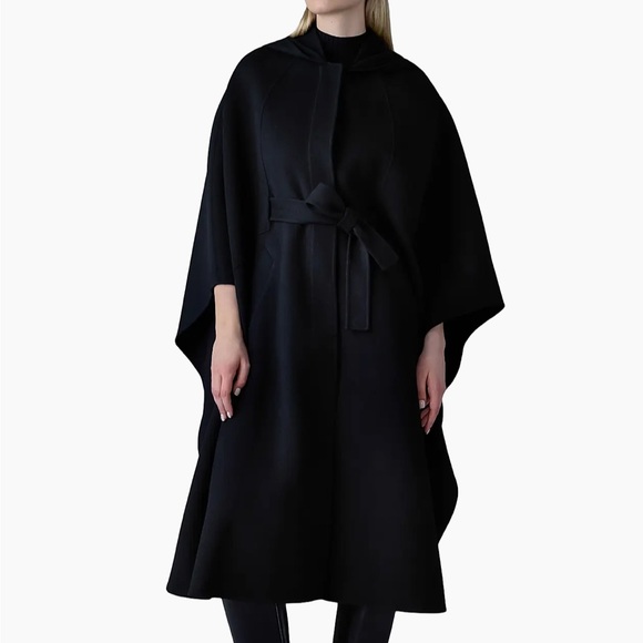 NWT Mackage Kirstyn Double-Face Wool Cape Coat. Black. XS/S - Picture 1 of 6